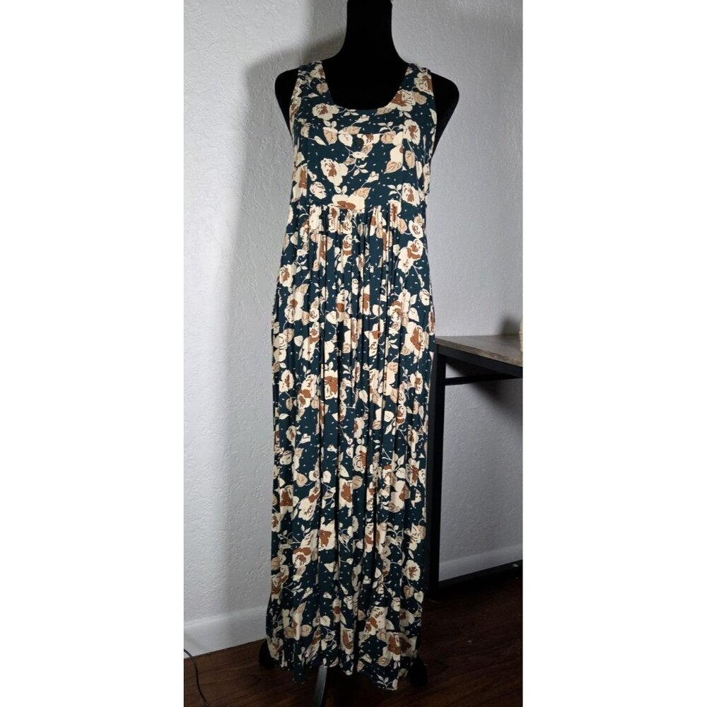 Women’s Casual Dress w/Front Pockets Vintage Dressing Clio Floral Green - Picture 1 of 8
